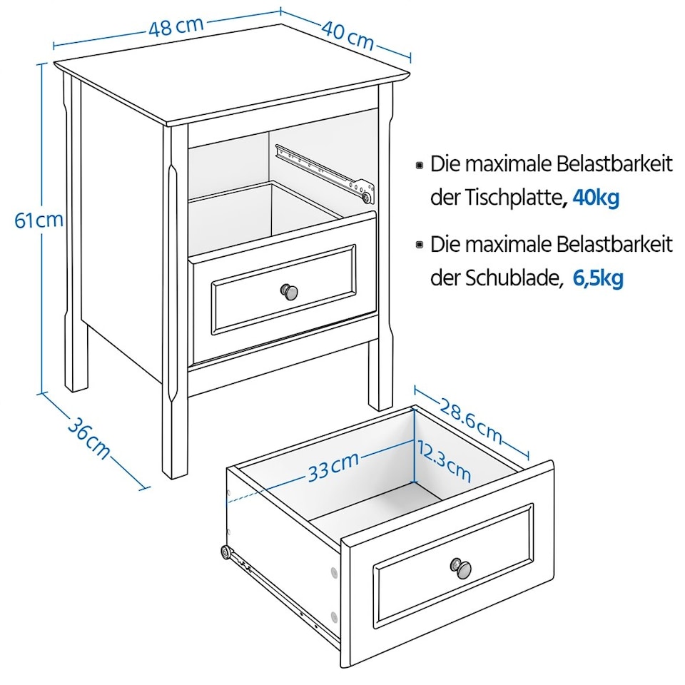 image 1 of Yaheetech 2-Drawer End Table Easy Assembled Black