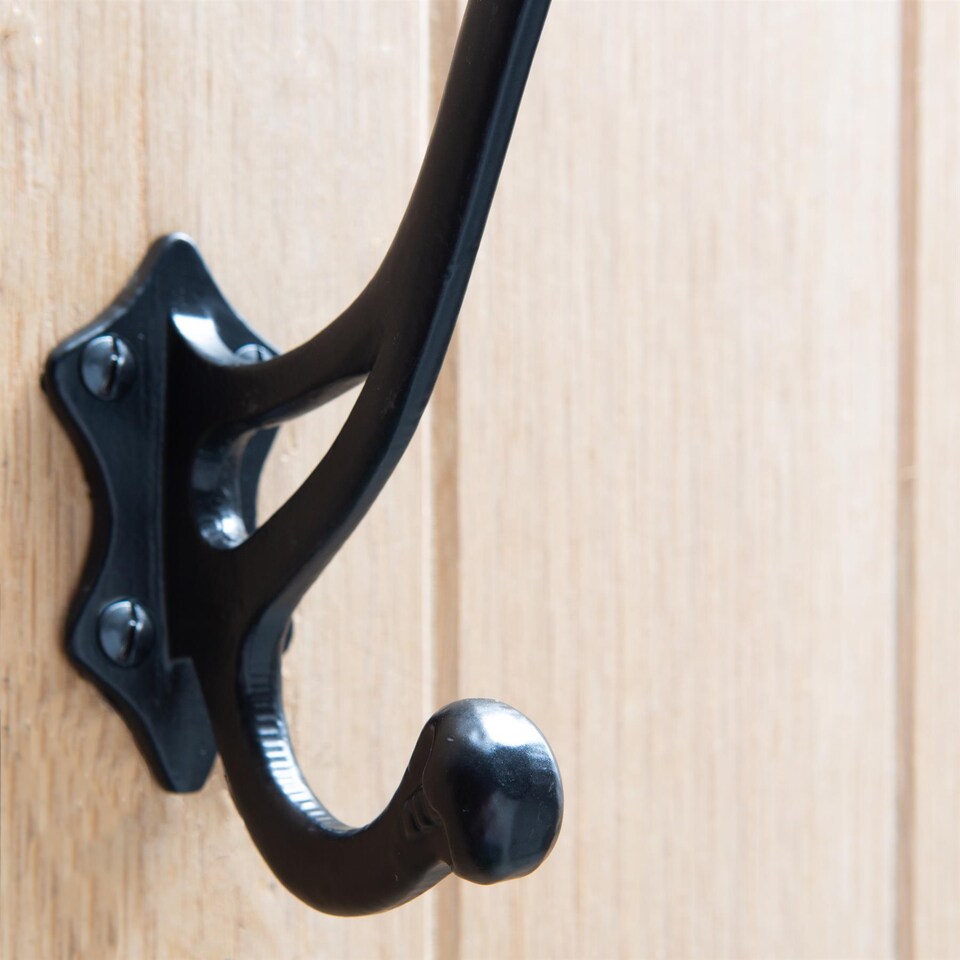 image 1 of Hammer & Tongs Leaf Backed Hat & Coat Hook - W35mm x H150mm - Black