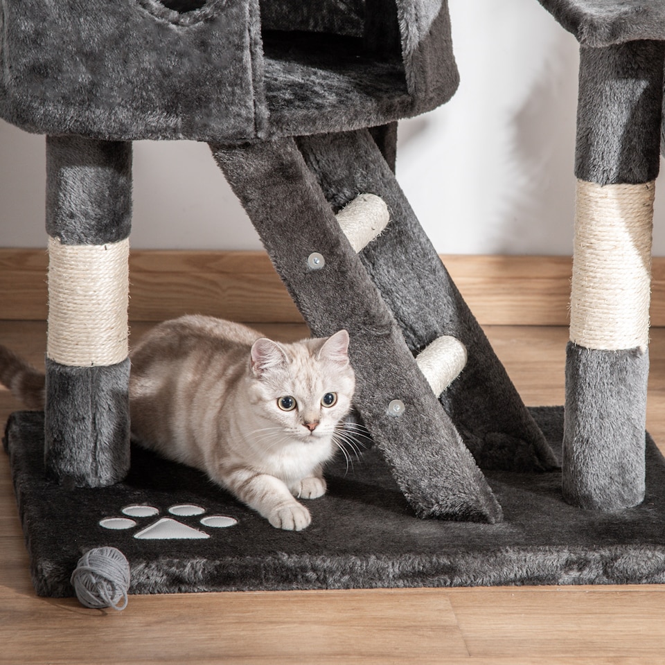 image 1 of PawHut Kitten Tower Adjustable 240-260cm, Scratch Posts, Houses