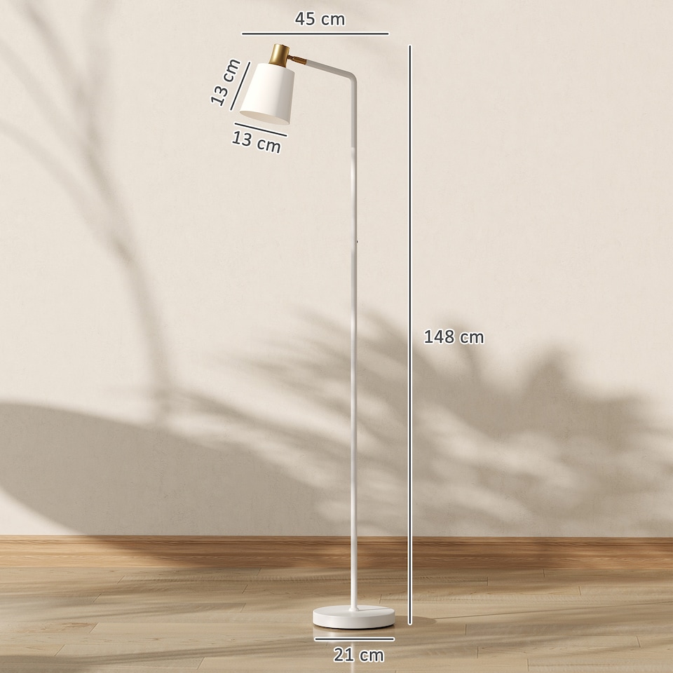 image 1 of HOMCOM Standing Lamp with Rotatable Head, Modern Floor Lamp, White