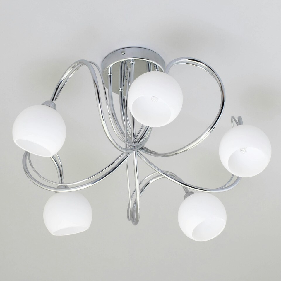 image 1 of BHS Soni 5 Light Flush Ceiling Light | Silver | Chrome | 1