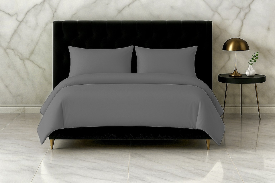image 1 of Microfibre Soft Touch Duvet Cover And Pillowcase/s Set Bed Linen Grey | Grey | Super King