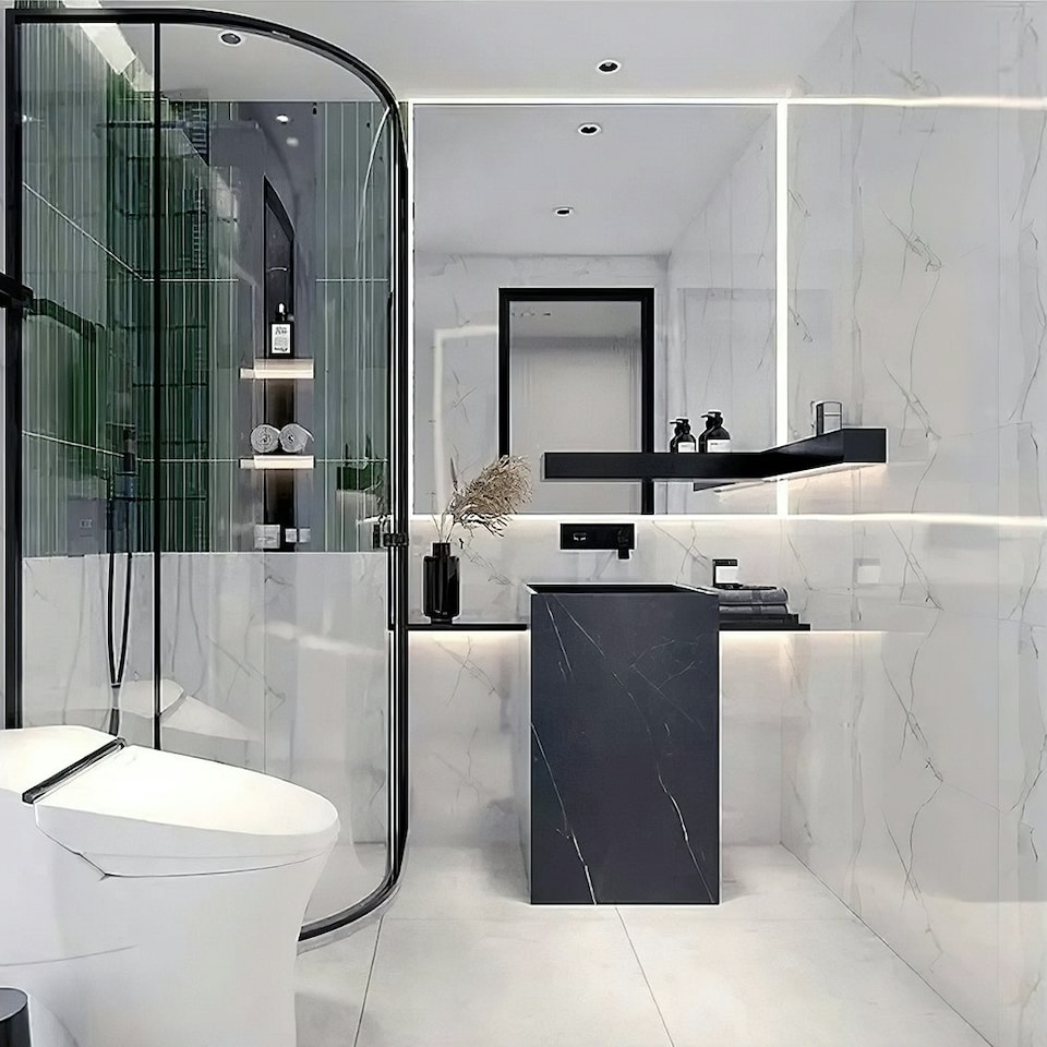 image 1 of Living and Home 10 Pcs Peel and Stick Marble Wall Tiles