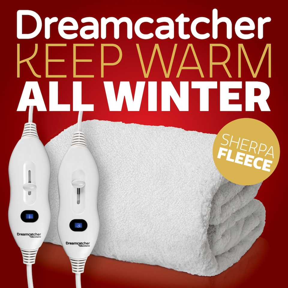 image 1 of Dreamcatcher Deluxe Superking Electric Blanket Fleece Heated Underblanket | White | White | One Size | 1