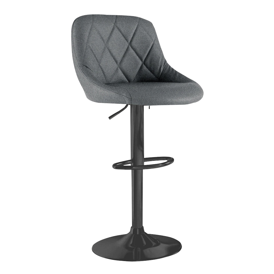 image 1 of Neo Madrid Bar Stool Dark Grey Fabric Black Steel Base Set of Two