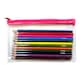 image 1 of Pack of 12 Colouring Pencils in Pink Zip Clear Pencil Case