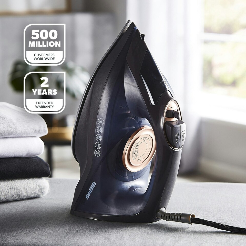 image 1 of GEEPAS Steam Iron | Clothes Dry & Steam Press, 2400W Black