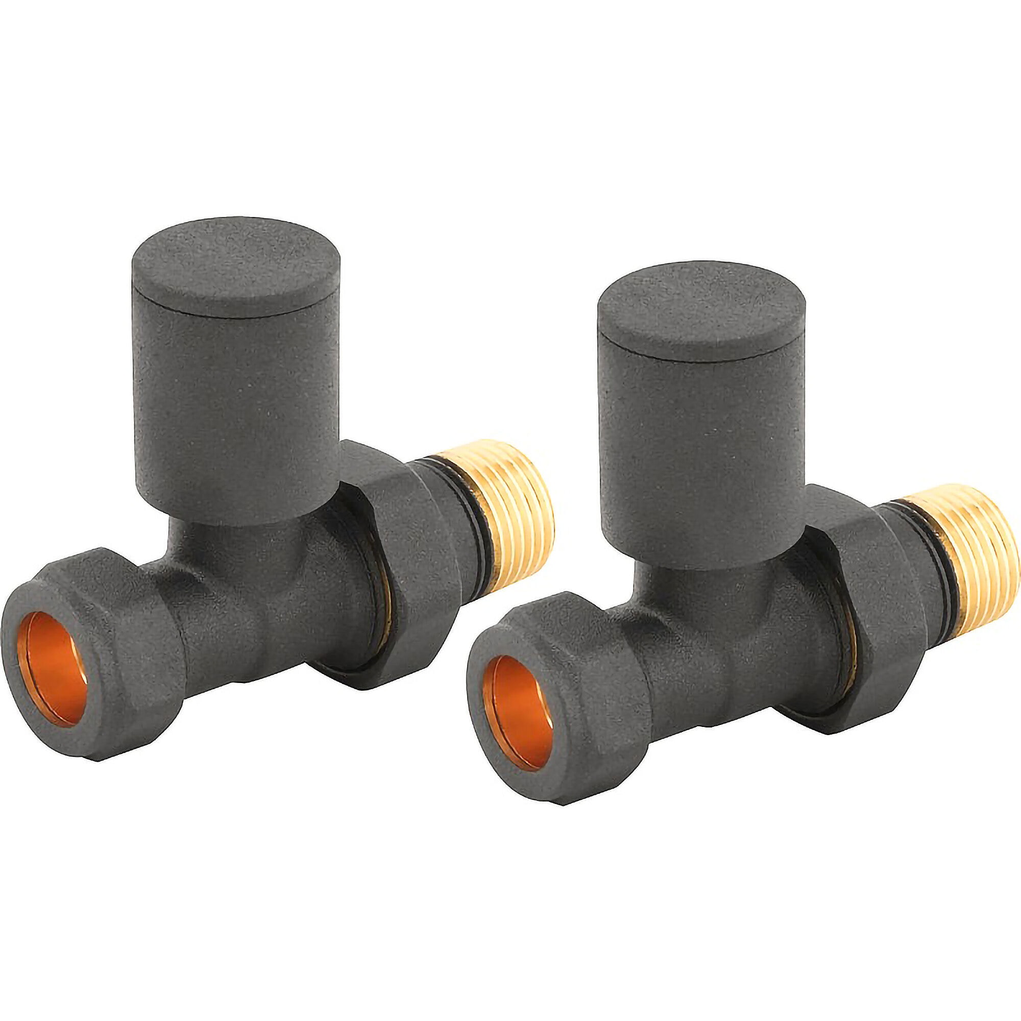 Balterley Modern Straight Radiator Valves in Grey