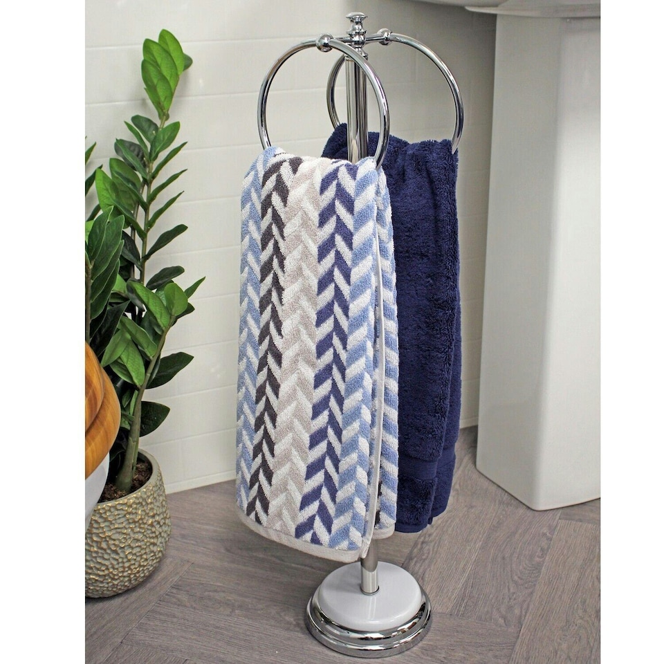 image 1 of Showerdrape Opera White/Chrome Freestanding Double Towel Ring