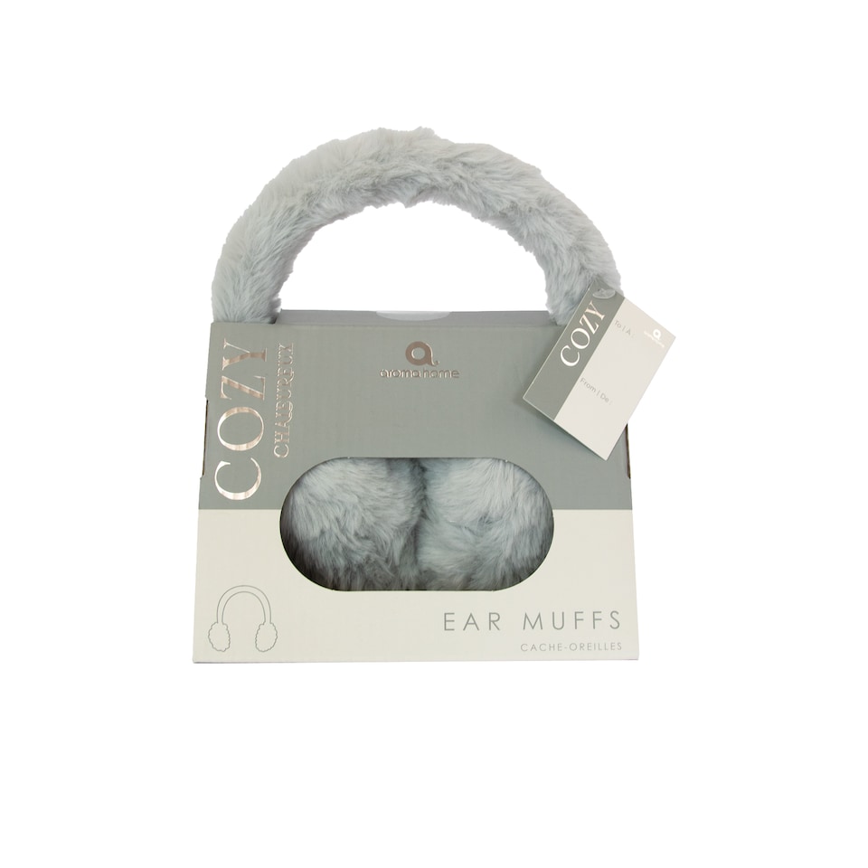 image 1 of Aroma Home Heatable Ear Muffs Grey Faux Fur