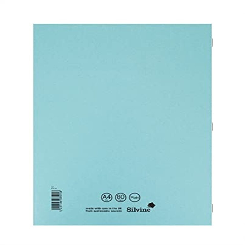 image 1 of Silvine EX114 Plain Exercise Book - Blue (Pack of 10), A4 (210x297mm)