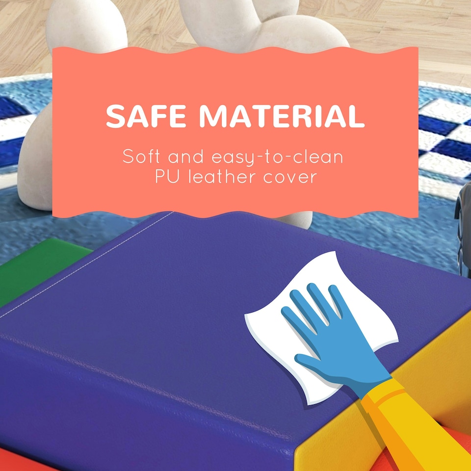 image 1 of HOMCOM 4-Piece Soft Play Set, Baby Foam Block, For Ages 1-3 Years, Red