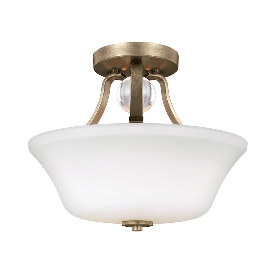 image 1 of Evington 2 Light Semi Flush Ceiling Light Gold, E27