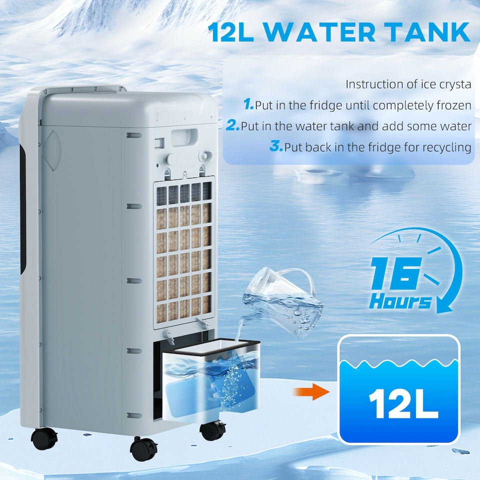 image 1 of HOMCOM Mobile Air Cooler, Evaporative Ice Cooling Fan Humidifier Unit