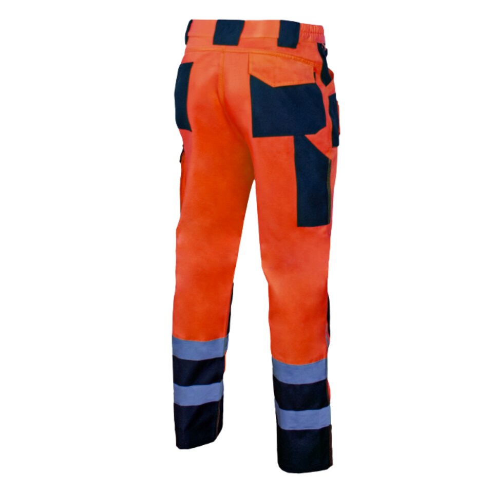 image 1 of Artmas Flash Class 2 Orange Work Trousers with 2 Knee Pads, Reflective Tape, 260gsm (34/36 Inch - 52 EU)