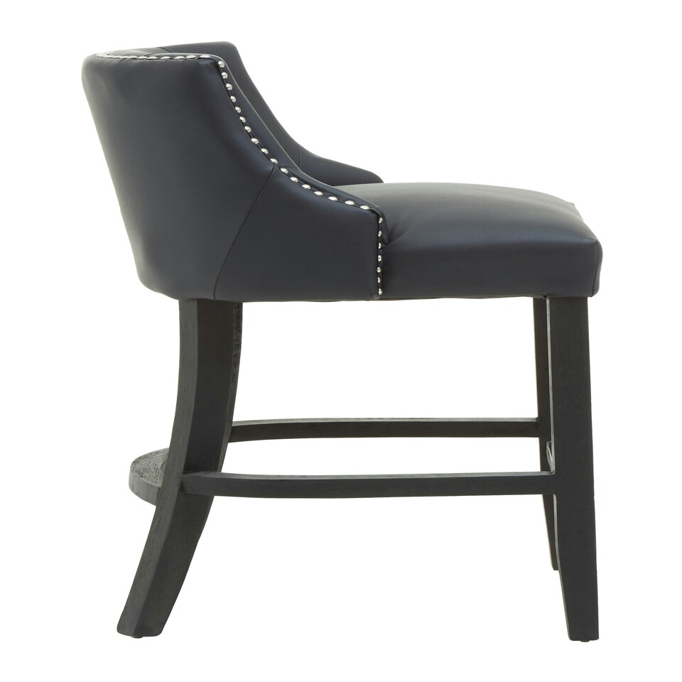 image 1 of Interiors by Premier Black Bar Stool with Back, Velvet Seat Breakfast Bar Chair, Kitchen Stool with Footrest, Chair for Bar, Home