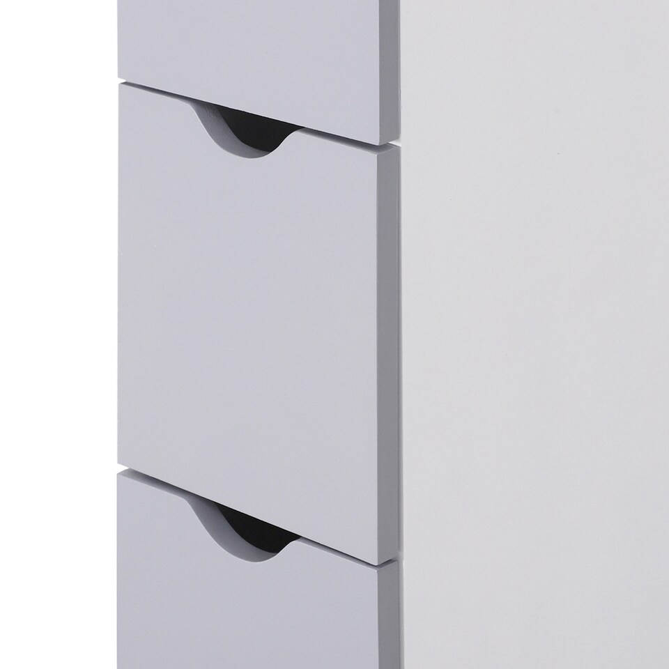 image 1 of HOMCOM Tall Bathroom Cabinet, Freestanding Bathroom Storage Cabinet with 2-Tier Shelf and Drawers, Narrow Cupboard Storage Unit, White, Grey
