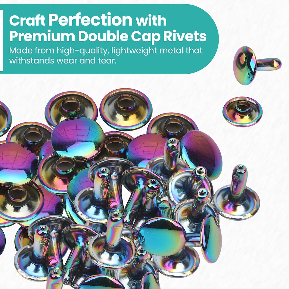 image 1 of 8mm Rainbow Double Cap Brass Rivets Metal Studs ,DIY Projects - 10Pcs