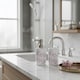 image 2 of Cherry Blossoms Bathroom Set - Refillable Ceramic Soap Dispenser & Toothbrush Holder