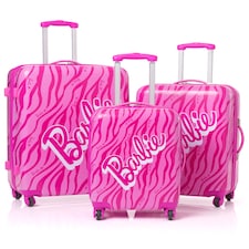 Barbie Suitcase For All Ages | Pink Small, Medium Or Large Options Luggage Bag with Extendable Handle | Doll Logo Hard Cover Carry On Trolley Cabin Case | Fun Travel Accessory Gift for Kids & Adults