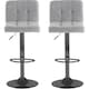 image 6 of Neo Cuban Bar Stool Grey Fabric Black Steel Base Set of Two