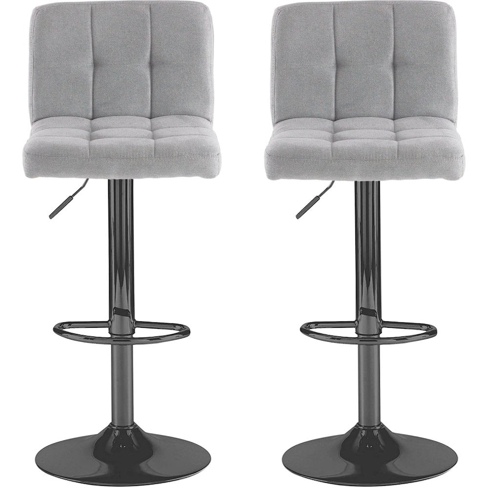 image 1 of Neo Cuban Bar Stool Grey Fabric Black Steel Base Set of Two