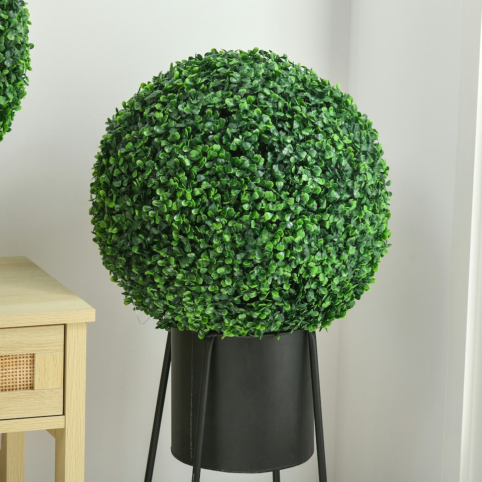 image 1 of HOMCOM Set of 2 Artificial Topiary Balls Indoor Outdoor Faux Boxwood Balls