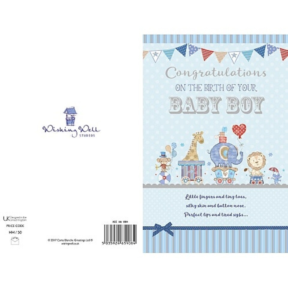 image 1 of Birth Of Boy Card Congratulation New Born Baby