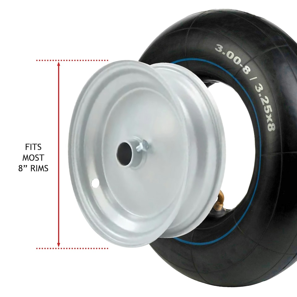 image 1 of SPARES2GO Inner Tube 3.00x8 3.25x8 Wheel Barrow Trailer Mobility Scooter Cart Pneumatic