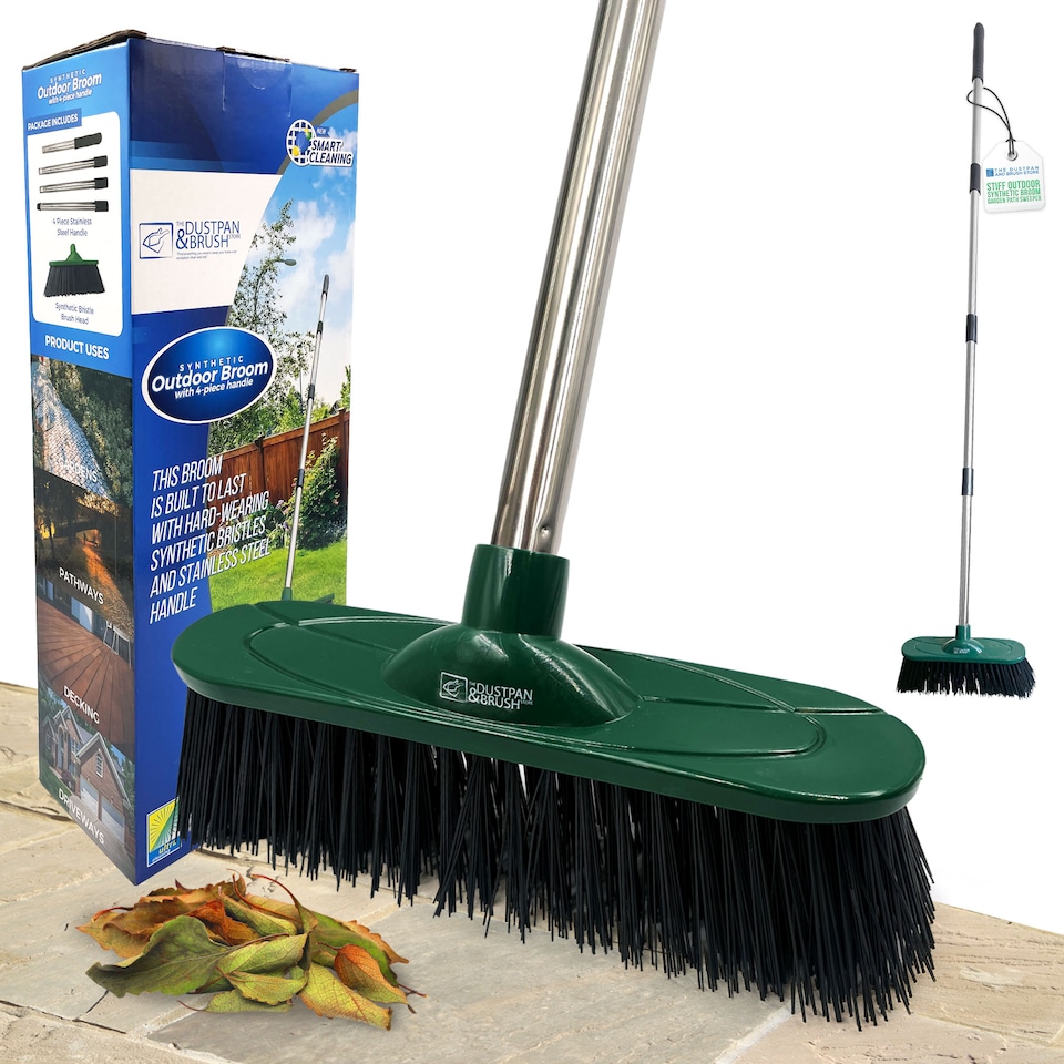 image 1 of 10" Outdoor Broom Garden Yard Brush with Metal Handle