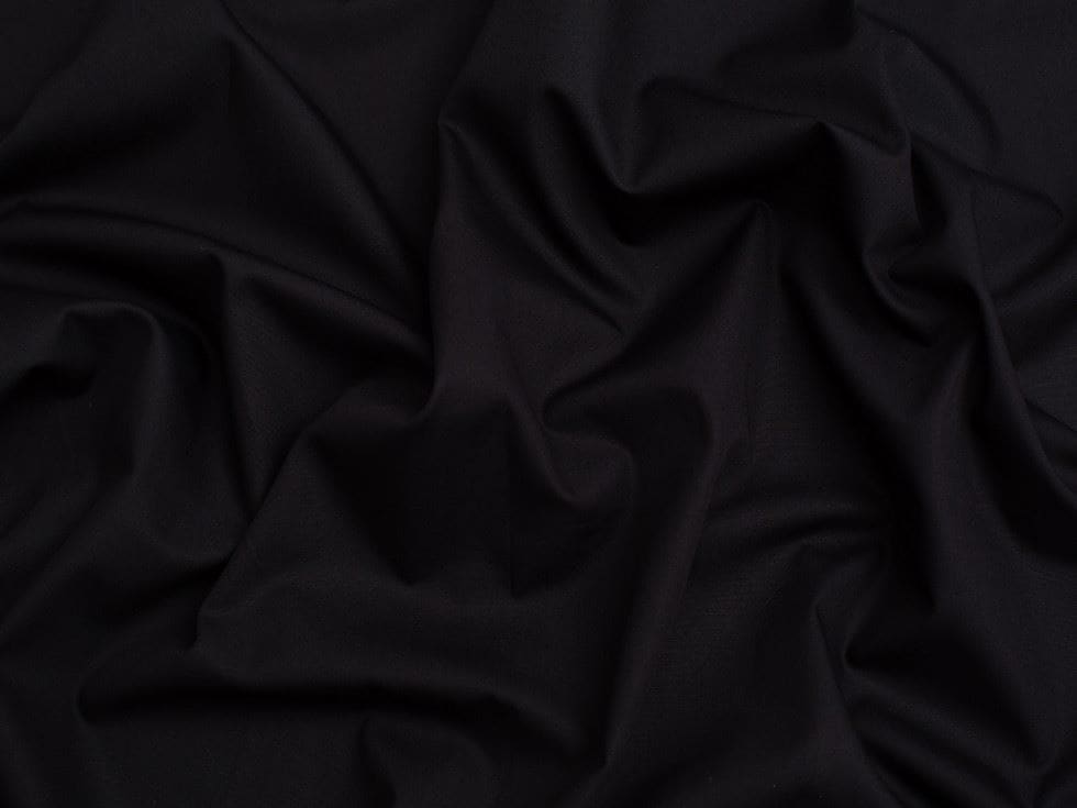 Minerva Core Range Black Premium Smooth 100% Cotton Poplin Fabric for Dressmaking, Quilting, 150cm / 59" Wide - per metre