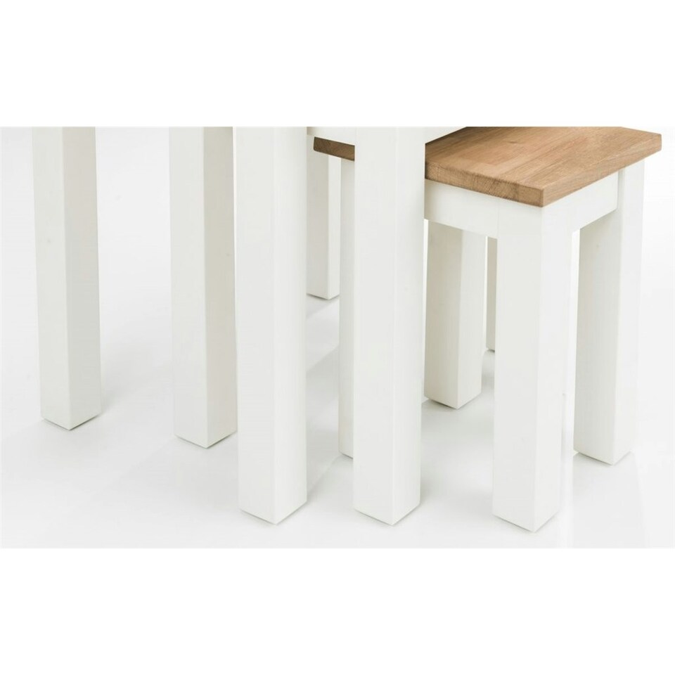 image 1 of Ivory and Oak Nest of 3 Tables White