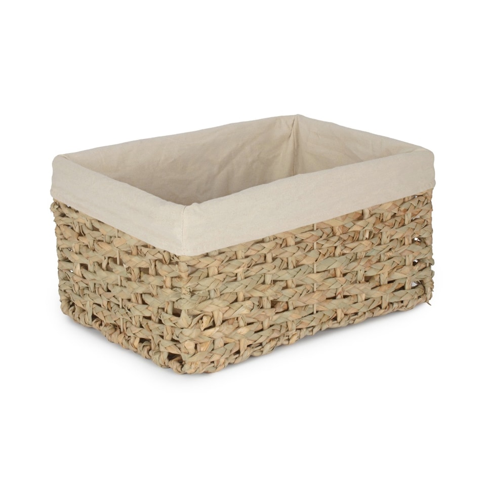image 1 of Small Thatch Grass Woven Storage Basket with White Cotton Lining | Green | Green | S