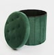 image 5 of OHS Matte Velvet Soft Round Foldable Footstool Seat Storage Organiser Ottoman | Green | Forest Green
