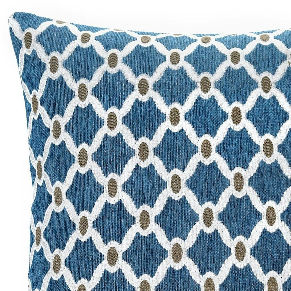 image 1 of Berkeley Geometric Chenille 45cm x 45cm Teal Cushion Set of 4 | Blue | Cream & Beige | 45cm x 45cm x 10cm | 4