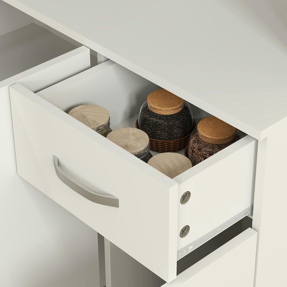image 1 of HOMCOM Freestanding Kitchen Cupboard, Storage Cabinet with Doors Cream White
