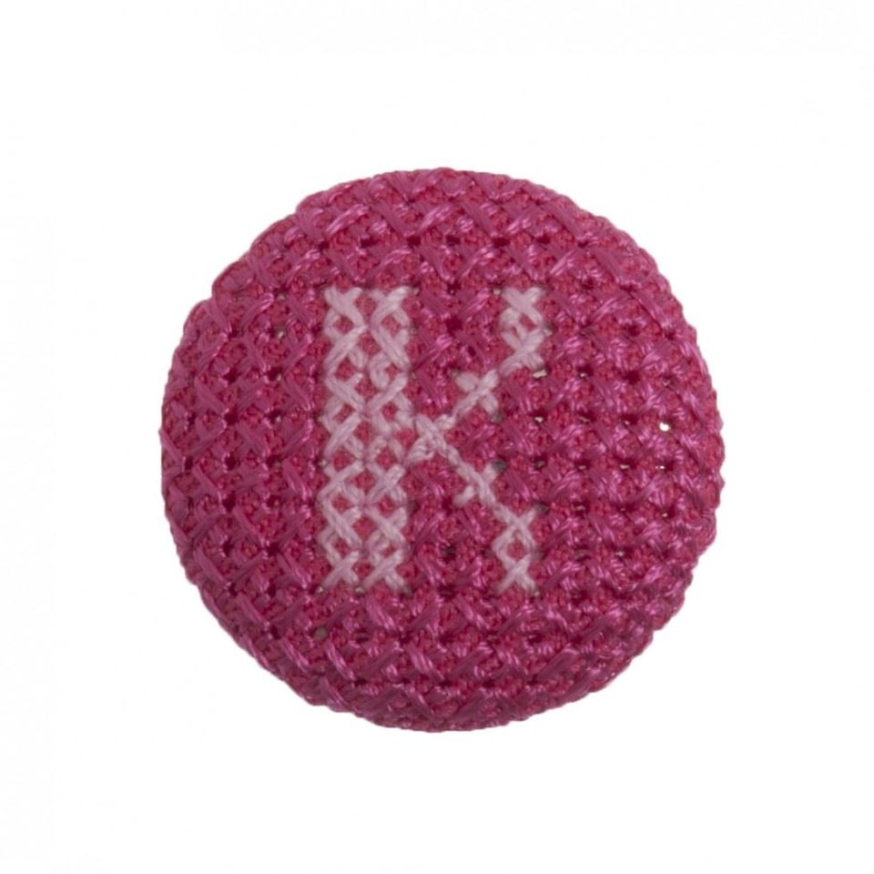 Trimits Pink on Fuchsia Letter K 25mm Cross Stitch Alphabet Buttons for Dressmaking - each