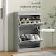 image 3 of HOMCOM Slim Shoe Storage Cabinet with 2 Flip Drawers for Entryway, Grey | Grey