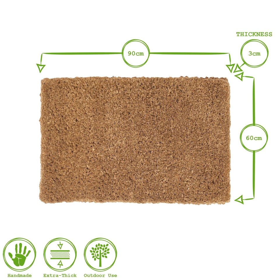 image 1 of Nicola Spring Premium Handmade Coir Door Mat - 90cm x 60cm
