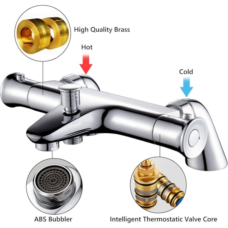 Sent Buton Thermostatic bathtub mixer, thermostatic bath shower faucet with ...