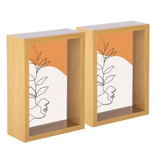 Nicola Spring 5 x 7" Deep Photo Frames - Light Wood - 3D Deep Box Picture Frame Portrait Display Case (20 x 15cm) - Set of 2