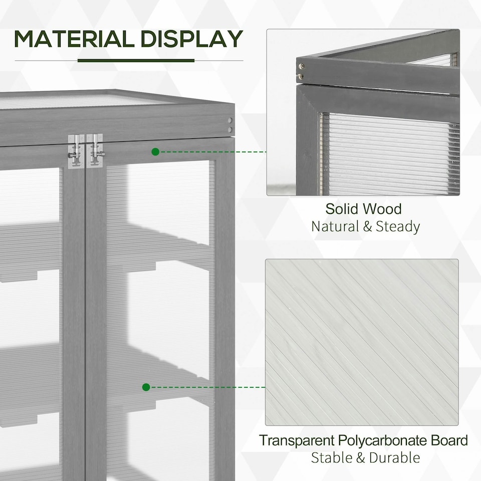 image 1 of Outsunny 3-tier Wood Greenhouse Plant Storage Shelf Garden Cold Frame