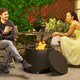 image 5 of Outsunny Outdoor Round Fire Pit with Lid, Firepit with Fire Poker, Black