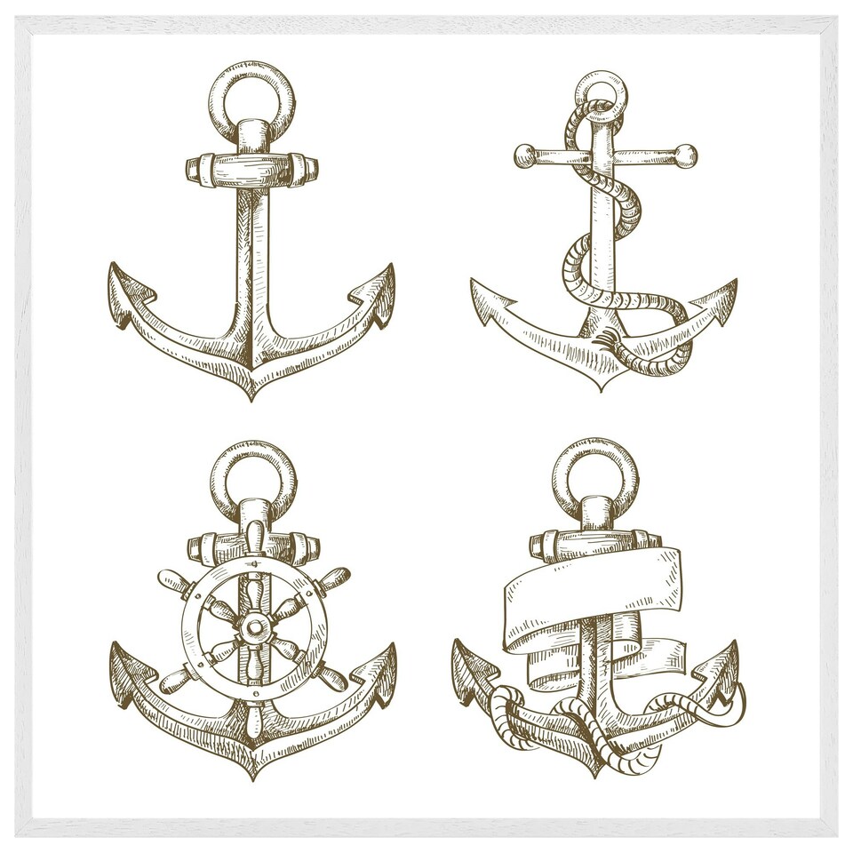 image 1 of Drawn anchors (Picture Frame) White | L