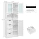 image 3 of Yaheetech Freestanding Bathroom Cabinet with Adjustable Shelf White White
