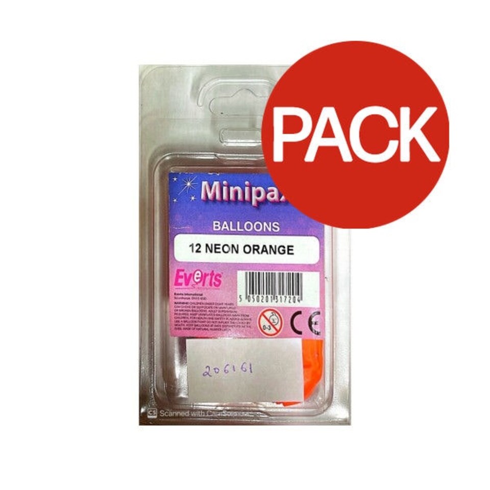 Everts Minipax Latex Balloons (Pack of 12) - Neon Orange - One Size