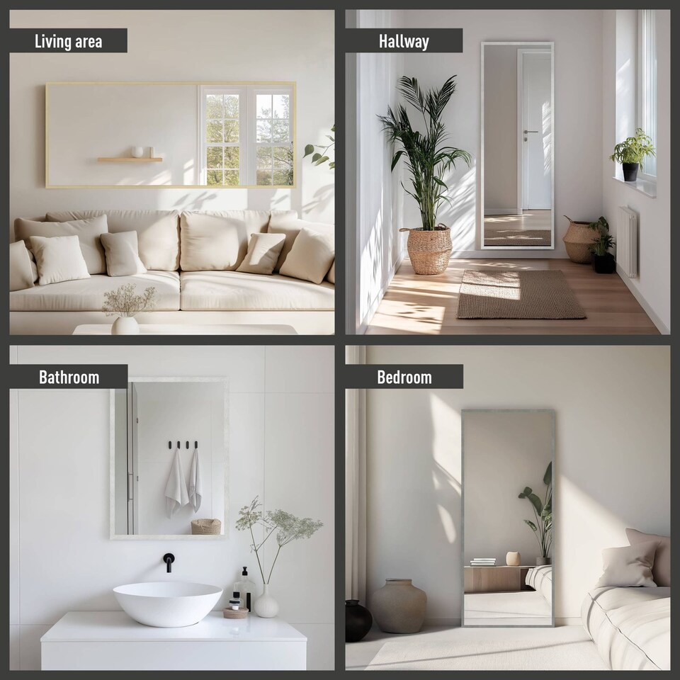 image 1 of Nielsen Star Aluminium Wall Mirror - Brushed Finish - Silver - 70cm x 170cm