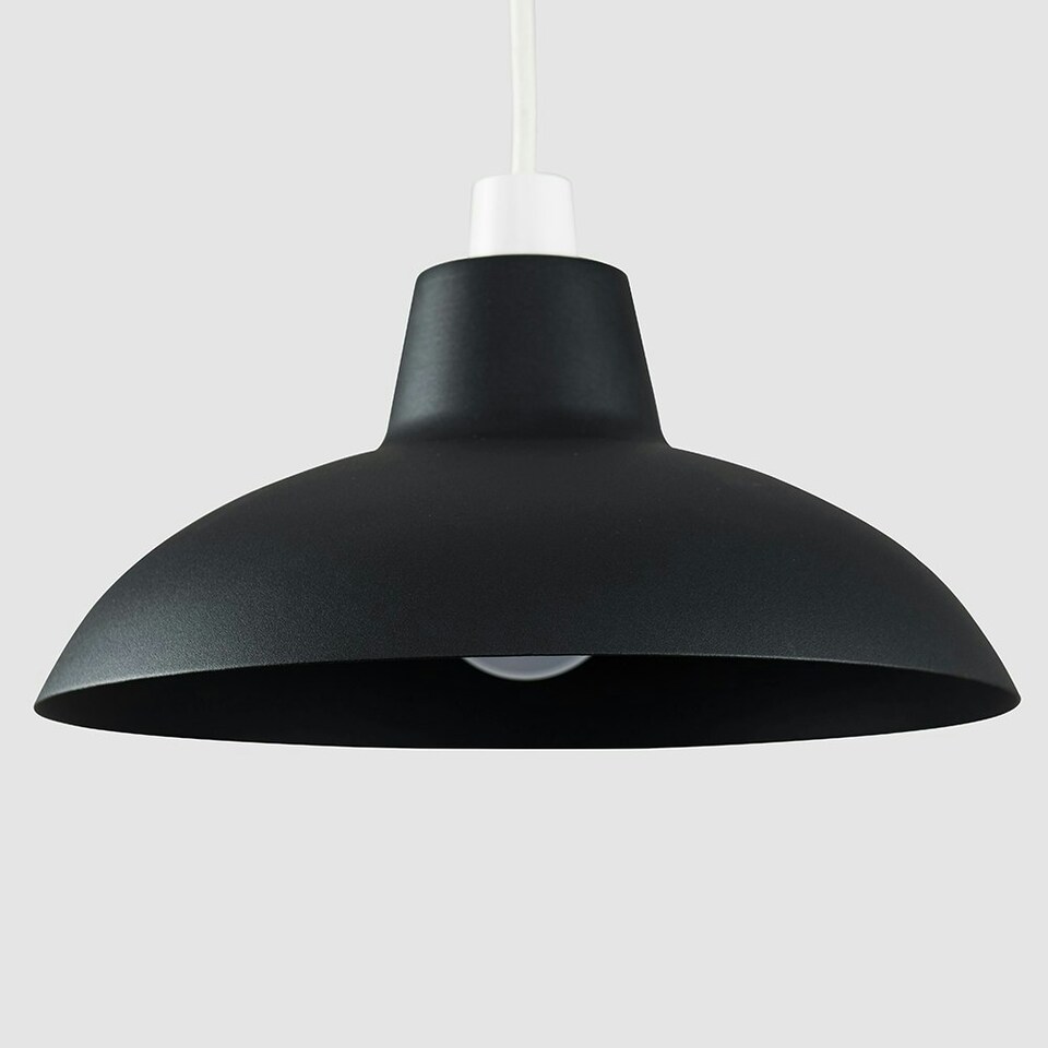 image 1 of ValueLights Civic Metro Black Ceiling Pendant Shade and B22 GLS LED 10W Warm White 3000K Bulb