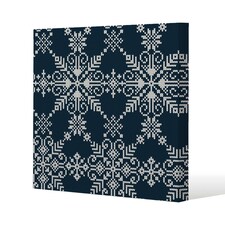 Knitted pattern of white snowflakes (canvas) 61 x 61 x 4cm