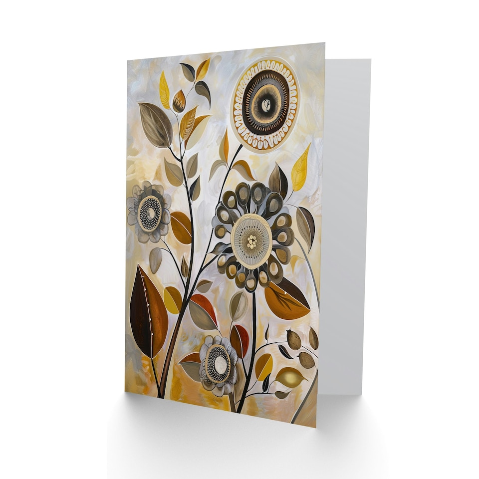 image 1 of Autumn Folk Abstract Wildflowers Woman Her Birthday Card